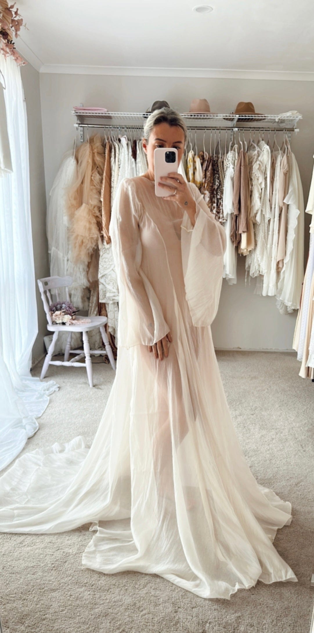 Vienna Long Flowy Maternity Photoshoot Dress ~ Ivory