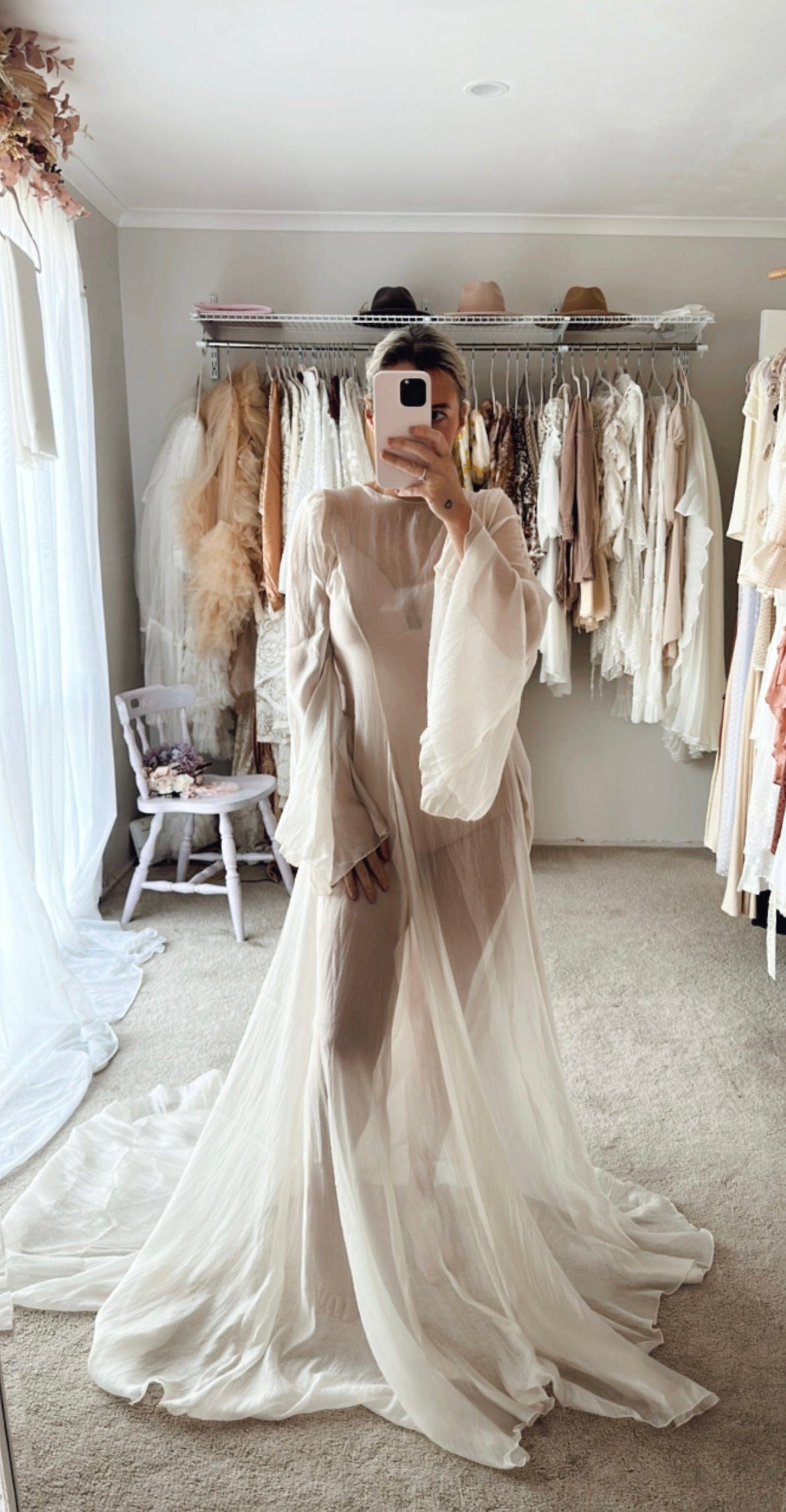 Vienna Long Flowy Maternity Photoshoot Dress ~ Ivory