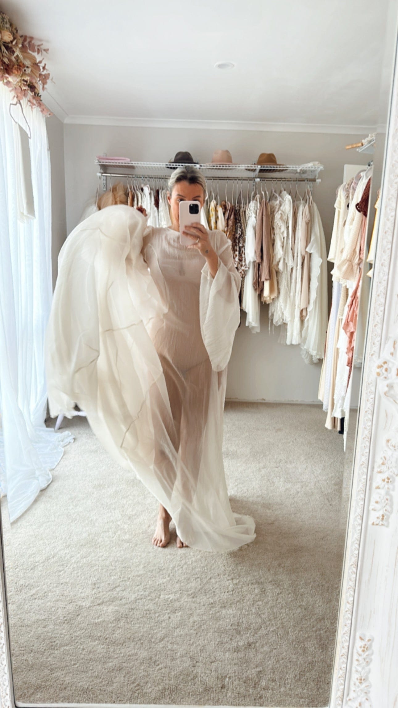 Vienna Long Flowy Maternity Photoshoot Dress ~ Ivory