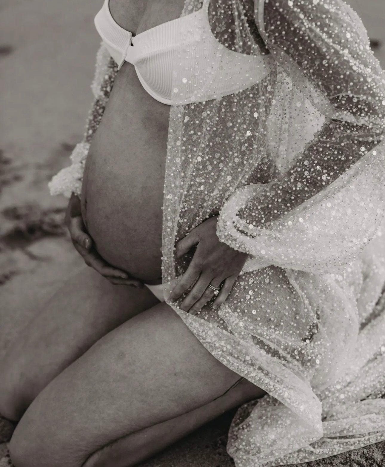 Athena Sparkly Beaded Robe - Maternity Photoshoot Robe - Wedding Robes