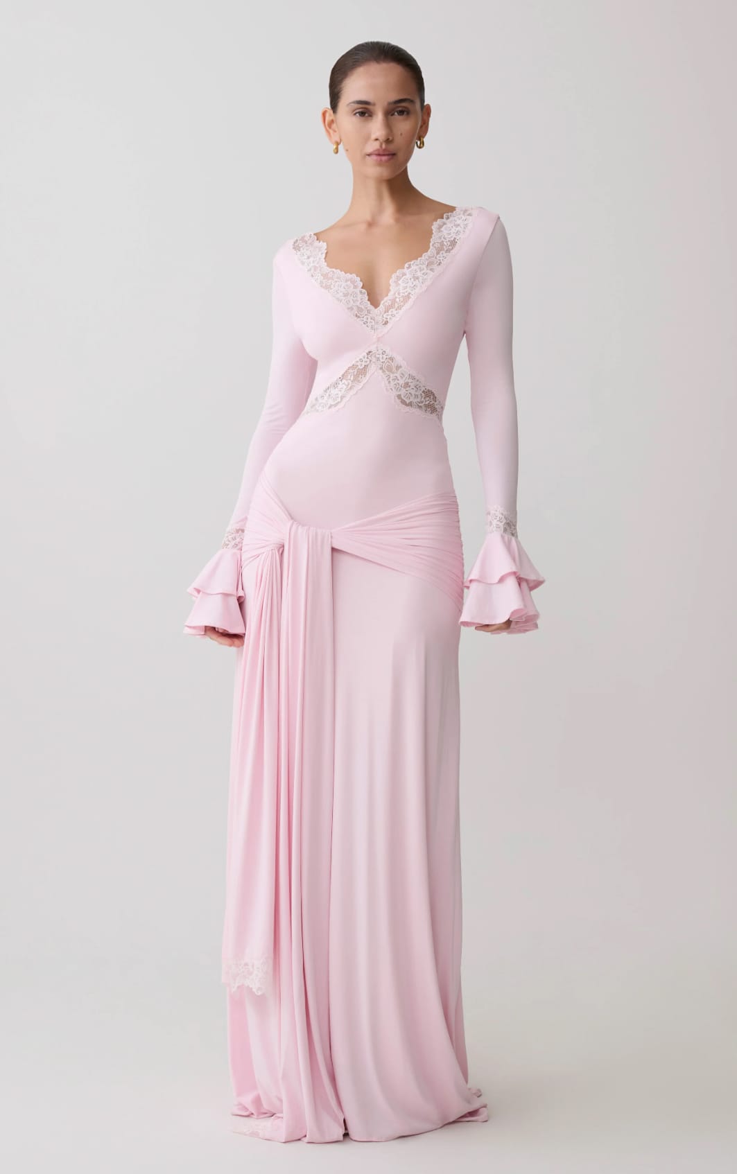 Hire Meshki Electra Slinky Lace Maxi Dress in Ballet Pink – Maternity Dress Hire – Everything Lace Hire Hire Meshki Electra Slinky Lace Maxi Dress in Ballet Pink – Maternity Dress Hire – Everything Lace Hire