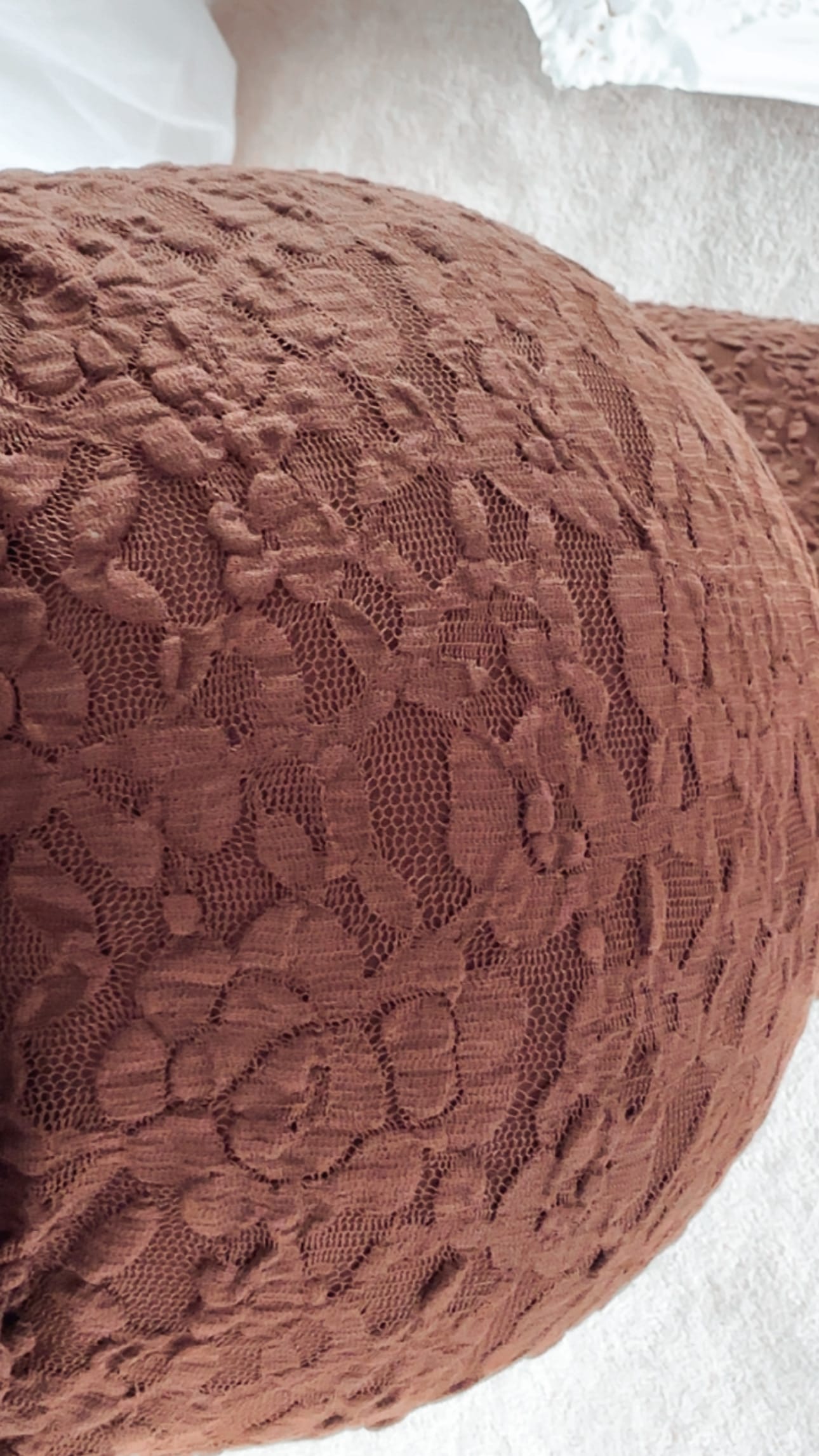 Romantic Lace Maternity Dress in Chocolate Brown