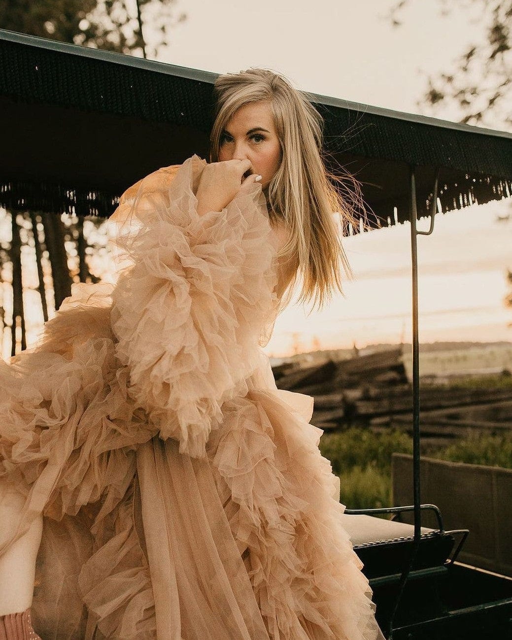 Audrey Tulle Photoshoot Robe ~ Beige
