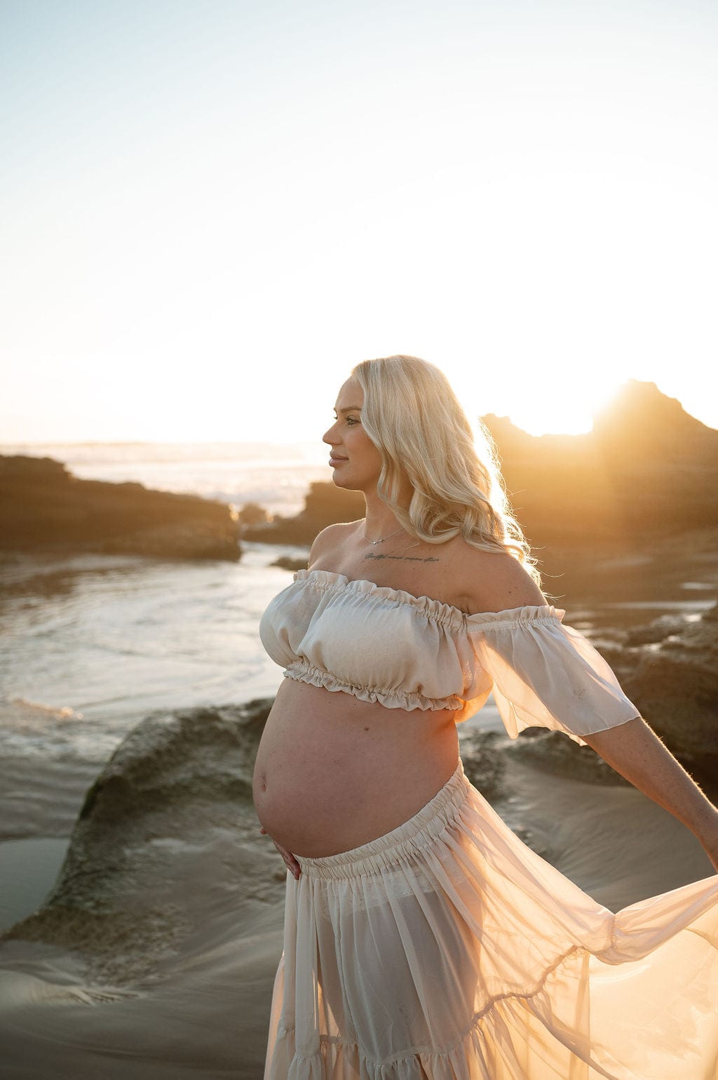 Dalia Two Piece Set - Maternity Photoshoot Nude Two Piece Dress