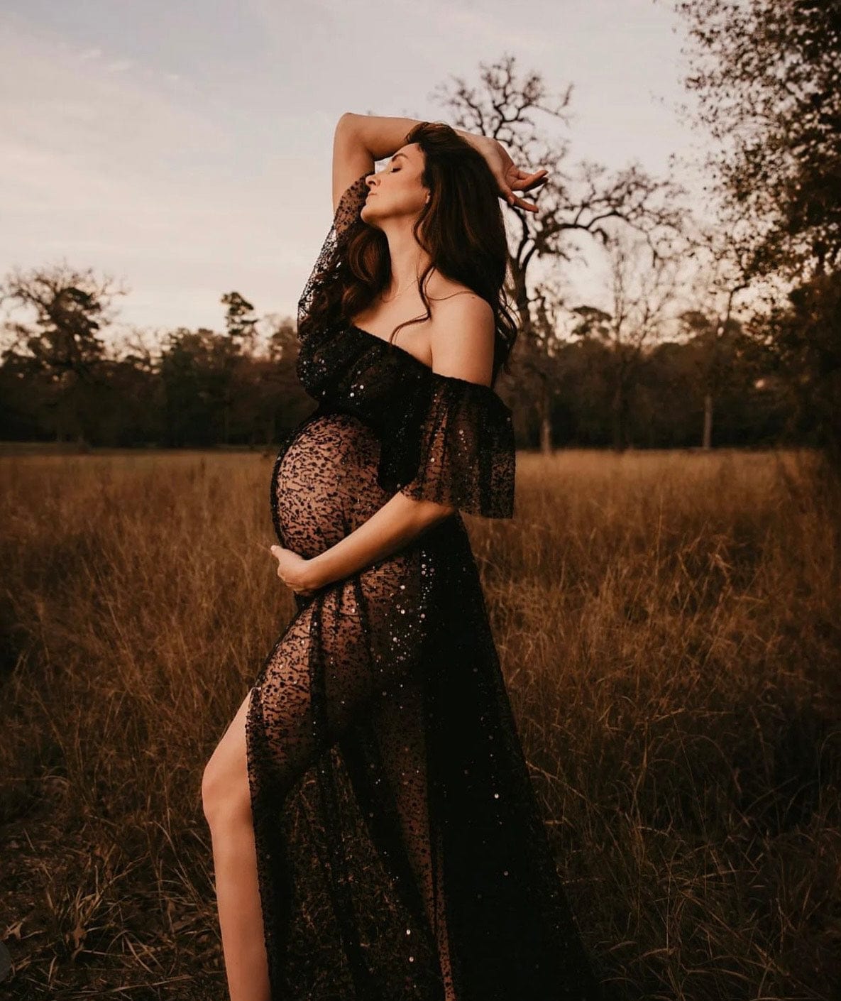 Black Empress Sparkly Two Piece - Maternity Photoshoot Dress