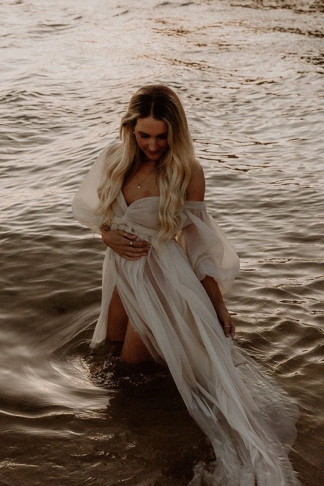 Long Flowy Maternity Beach Photoshoot Dress - Co and Ry Illoura Gown