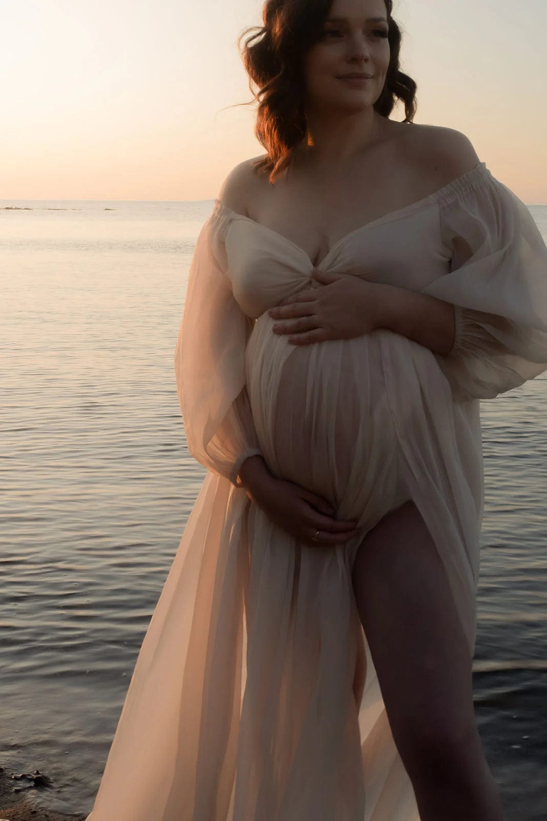 Thigh High Split Maternity Photoshoot Dress Australia