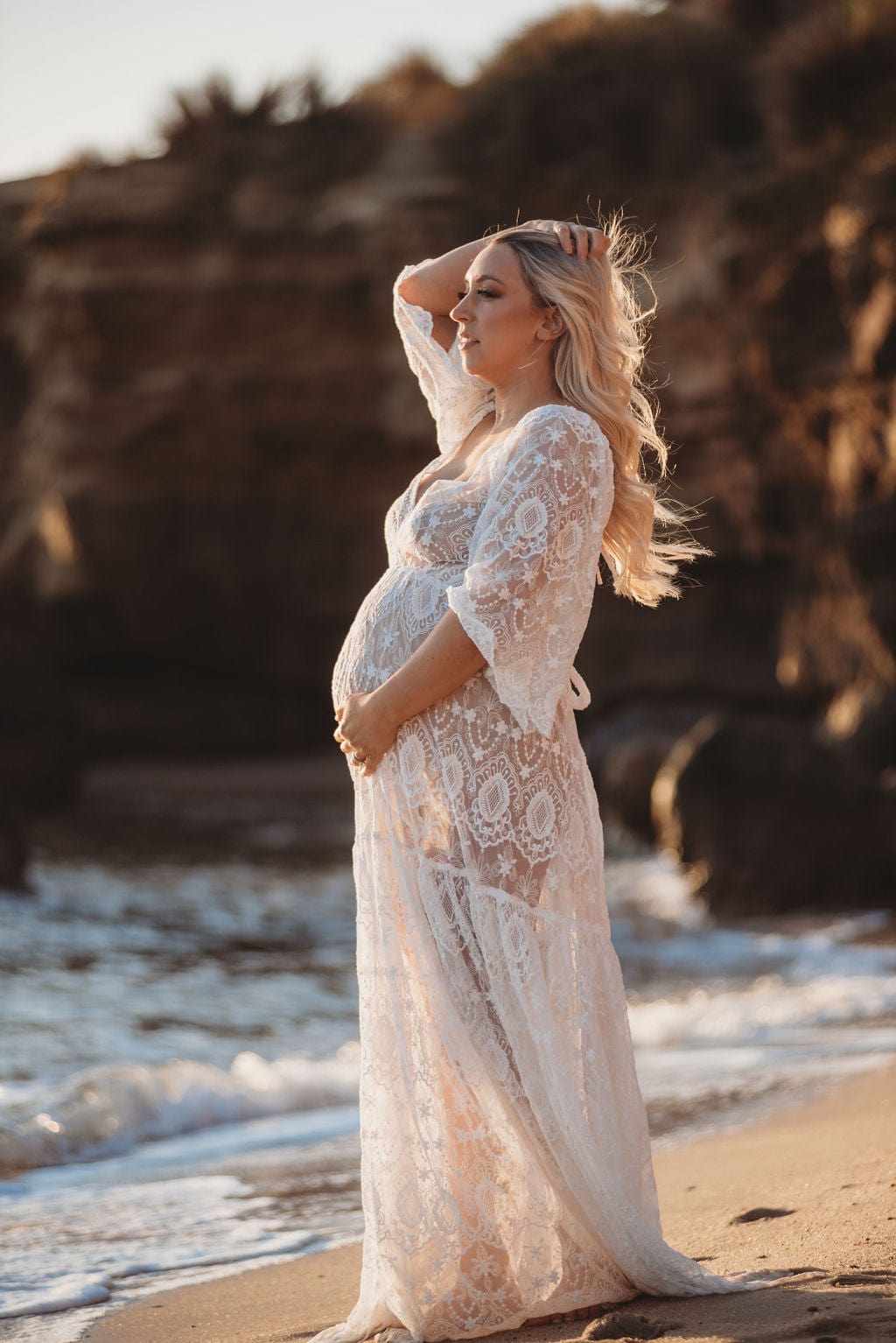 Flowy lace outlet maternity dress