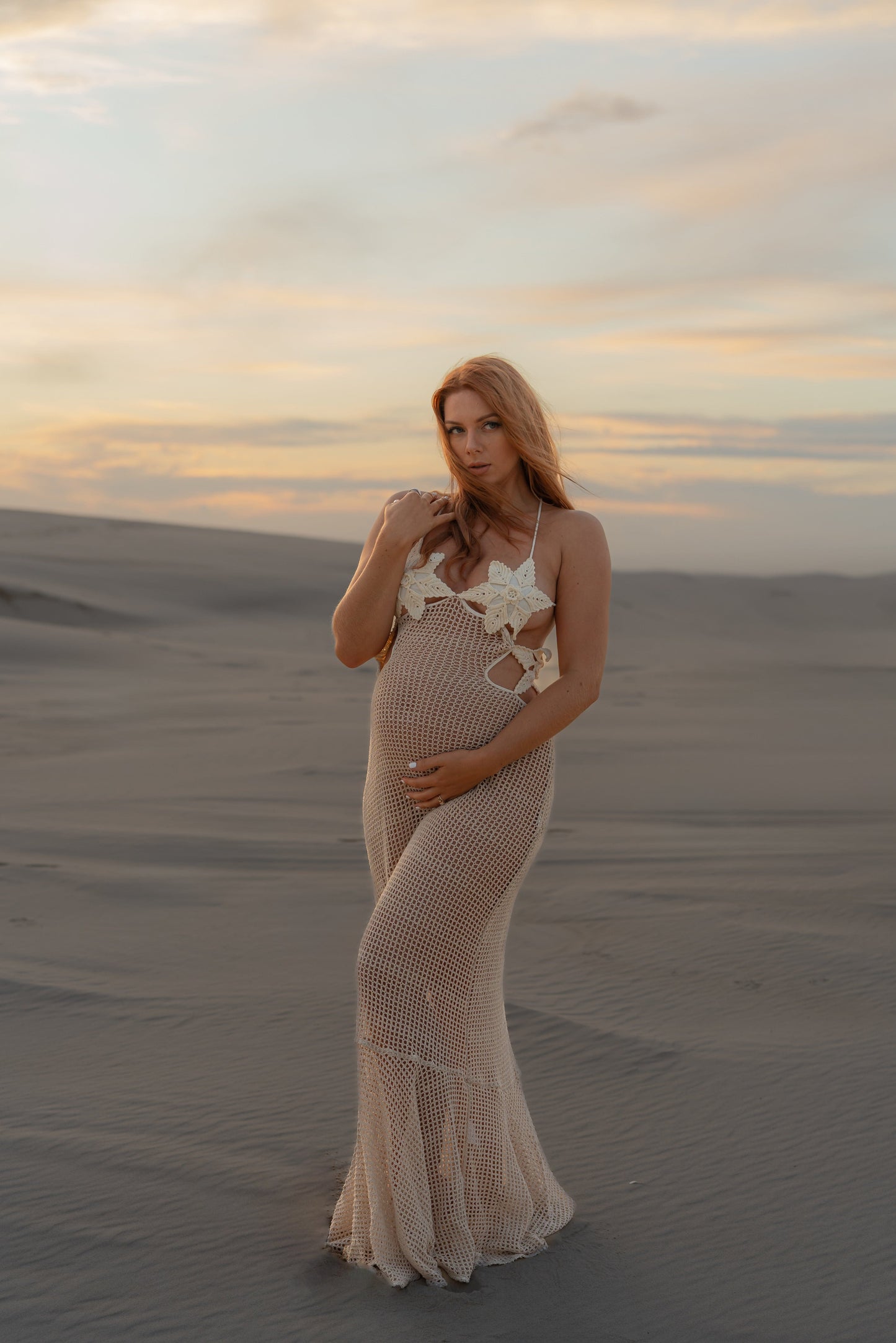 Mona Maxi Mesh Dress - Maternity Photoshoot Dress - Elopement Dress