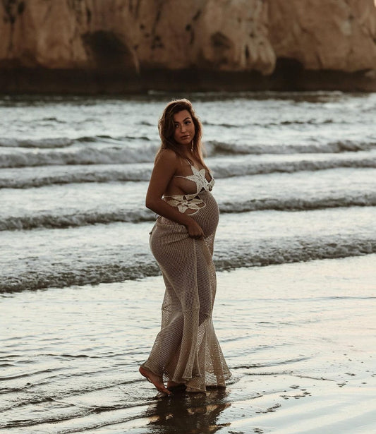Mona Maxi Mesh Dress - Maternity Photoshoot Dress - Elopement Dress