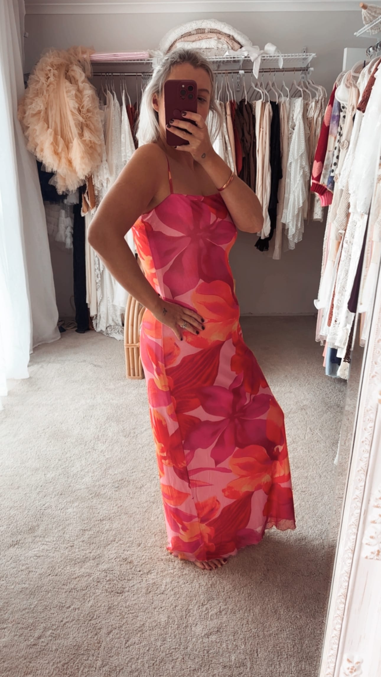 Pastel Pinks Maxi Floral Dress to Hire for photoshoots and more