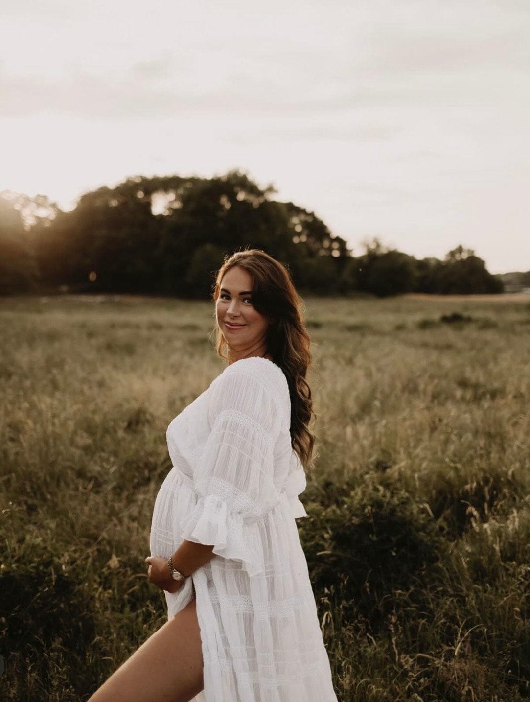 Anabelle Maternity Photoshoot Dress ~ White