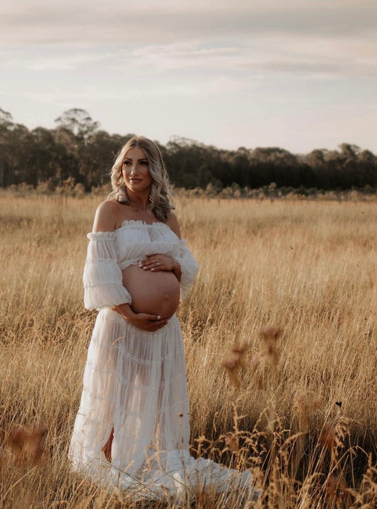 Wonderful Moments Two Piece Photoshoot Set - White - Maternity Photoshoot Dress