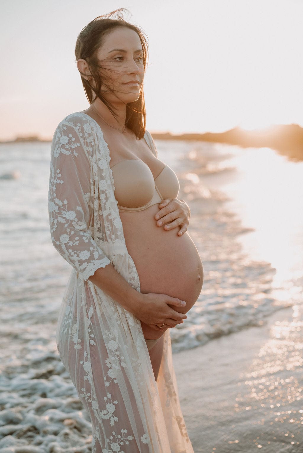Spell Chloe Lace Duster - Maternity Photoshoot Robe - Wedding Robe