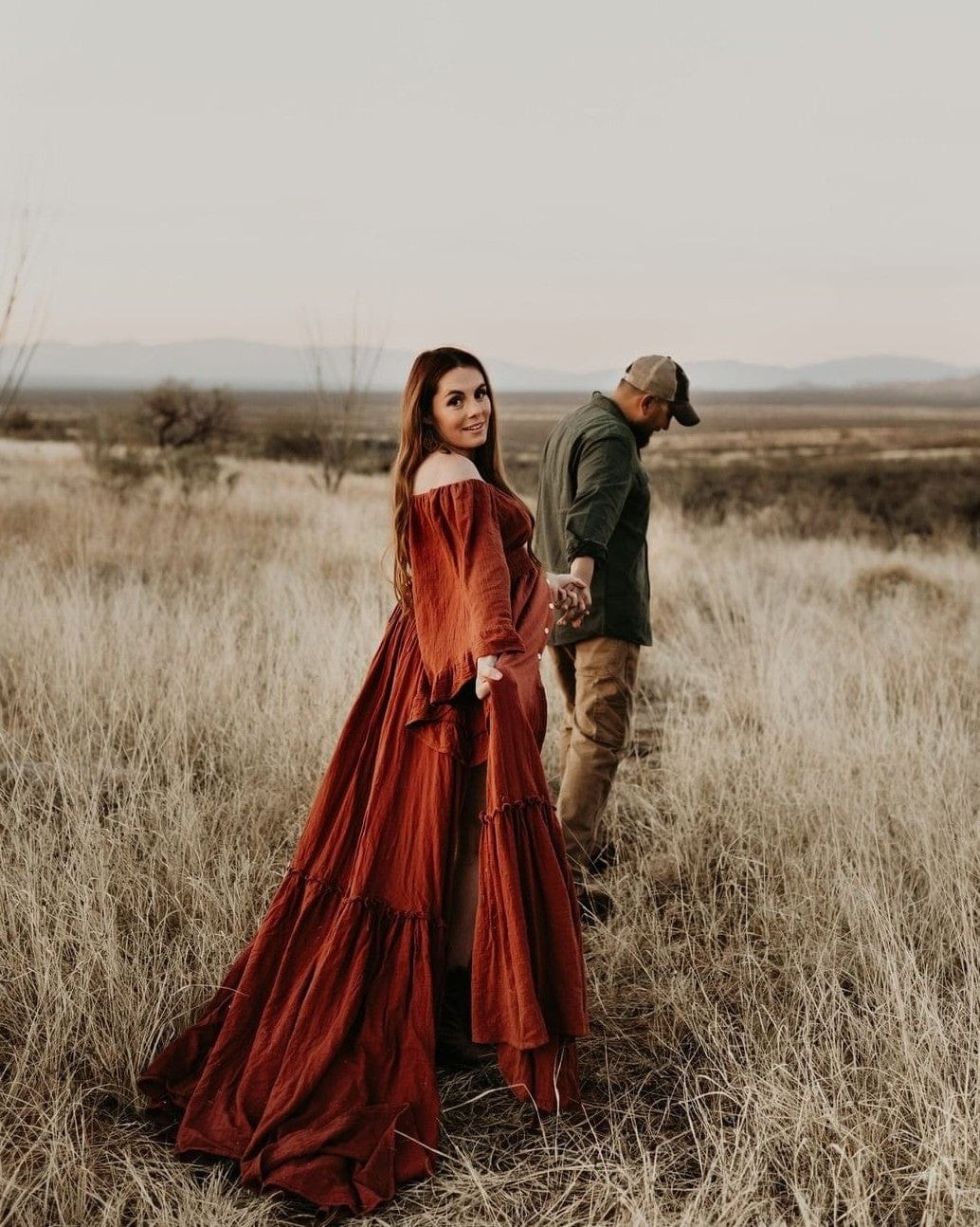 We Are Reclamation Ruffle Me Open Gown - Rust